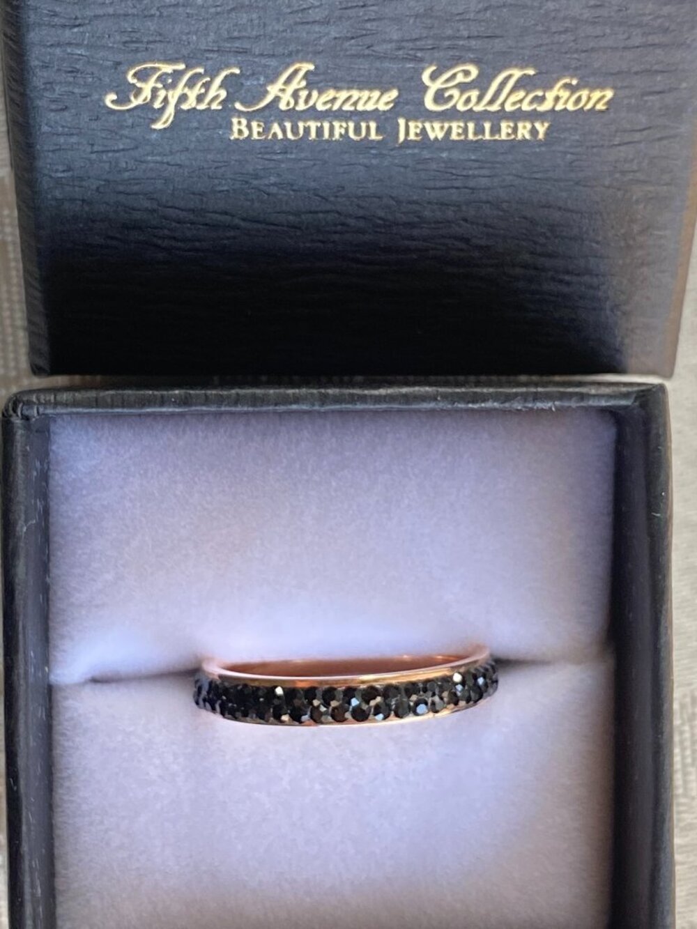 Fifth Avenue Collection Black Crystal Eternity Ring Rose Gold NIB Sz 8​